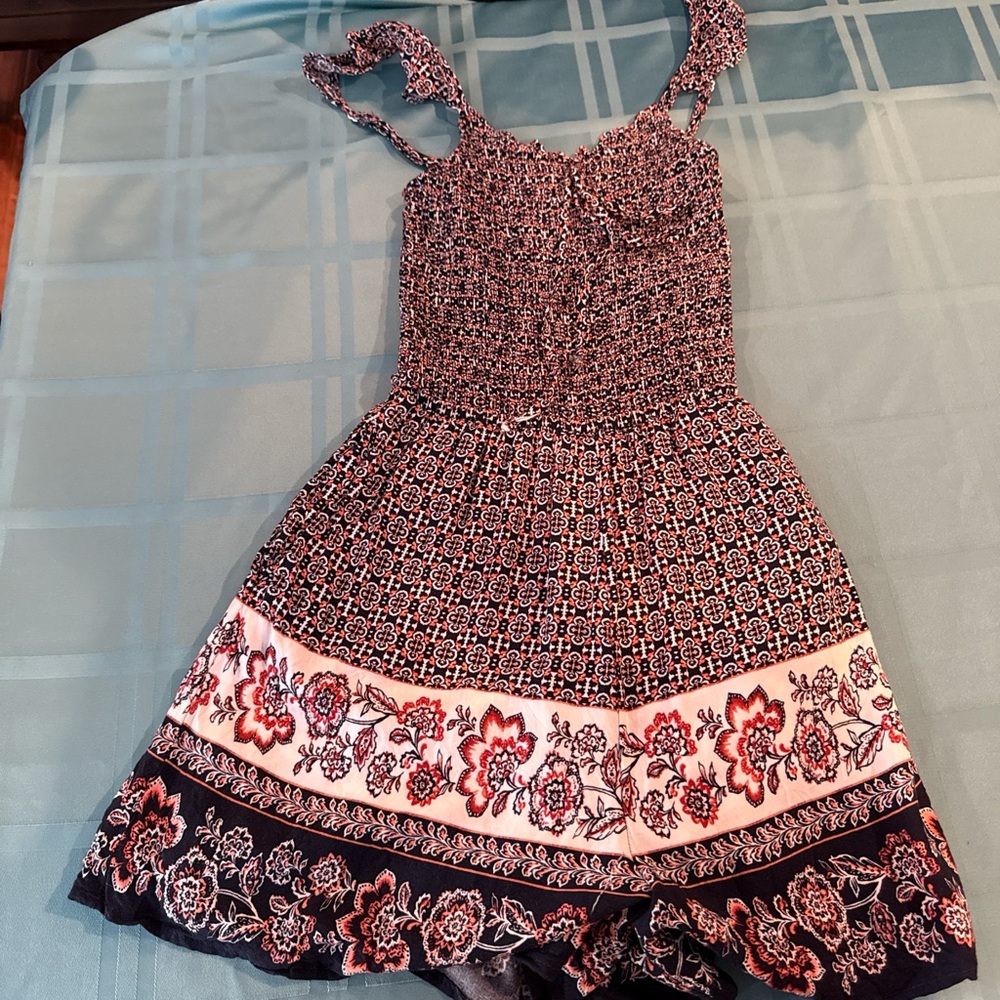 Blue Rain Black and Orange Floral Dress